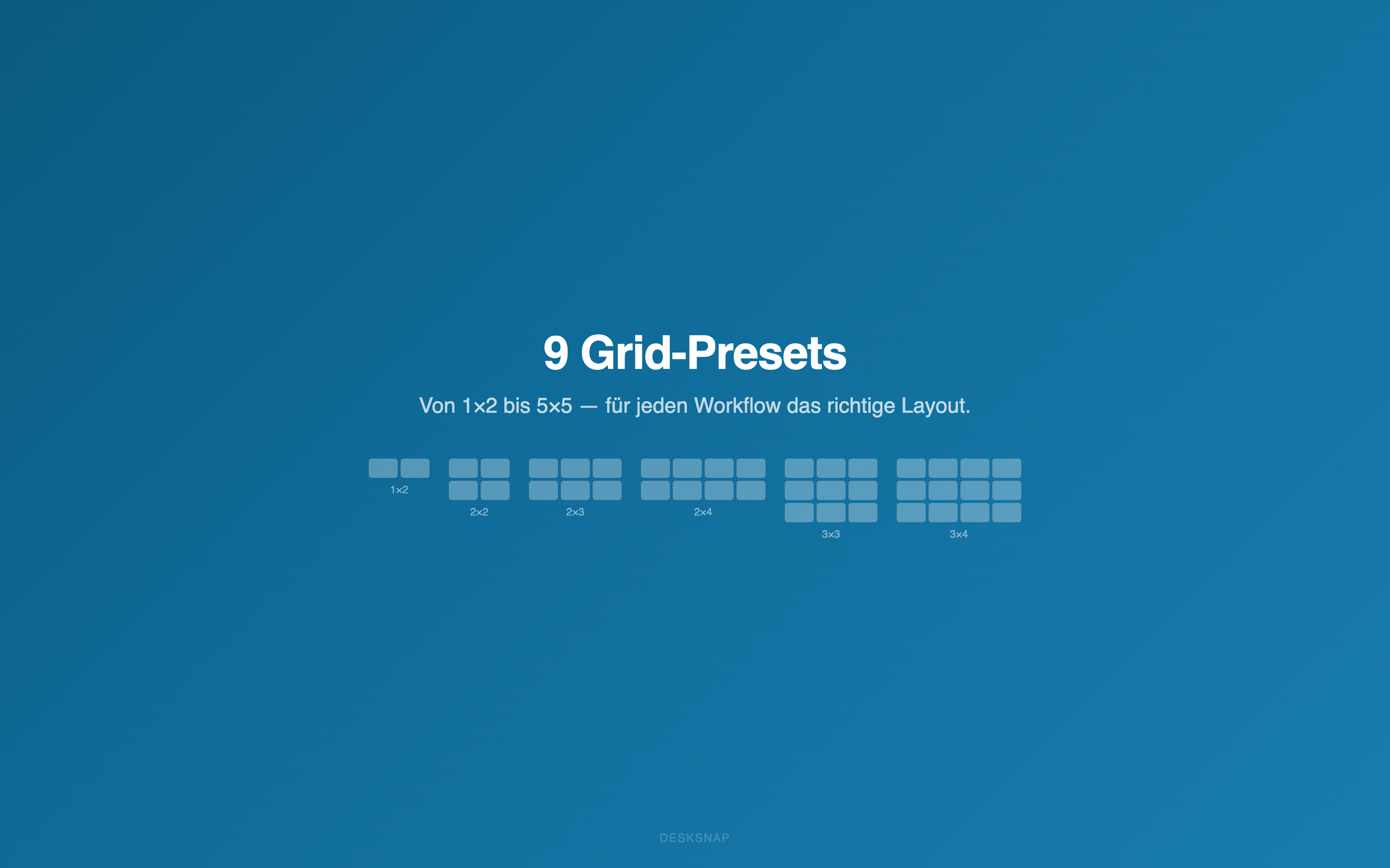 9 Grid-Presets von 1x2 bis 5x5