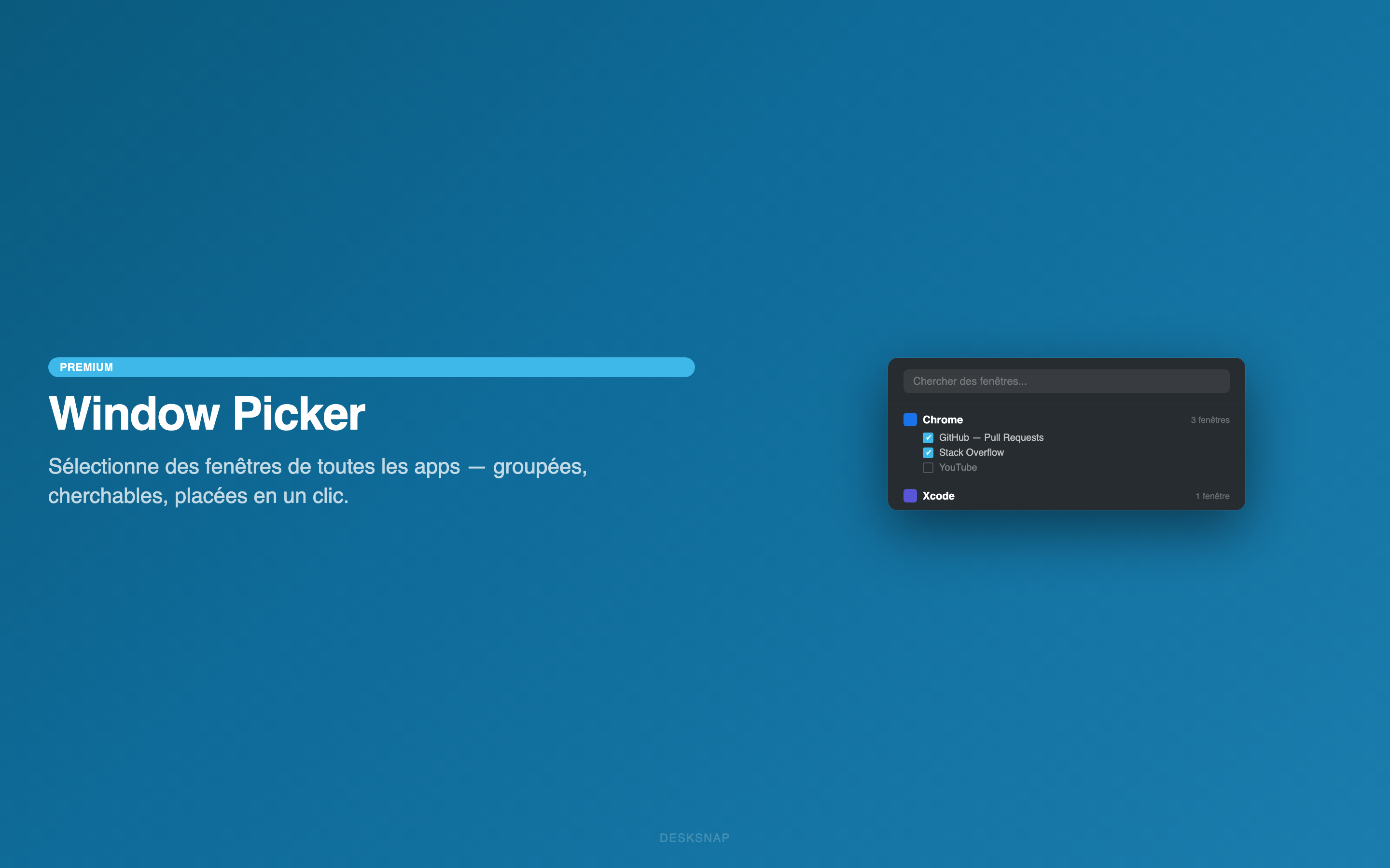 Sélecteur de fenêtres : sélectionnez des fenêtres de toutes les apps, groupées et recherchables